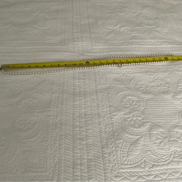 FAUX PEARL AND RHINESTONE NECKLACE AND MATCHING BRACELET VINTAGE - Picture 6 of 11